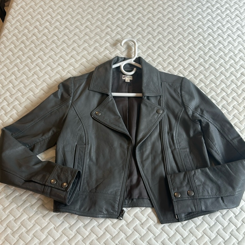 Gray genuine leather moto jacket Size Small Frenchi brand from Nordstrom